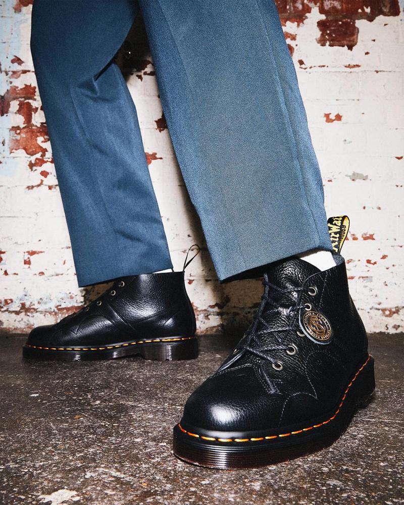 Black Men's Dr Martens Church Buckingham Leather Monkey Boots | CA 547SGL